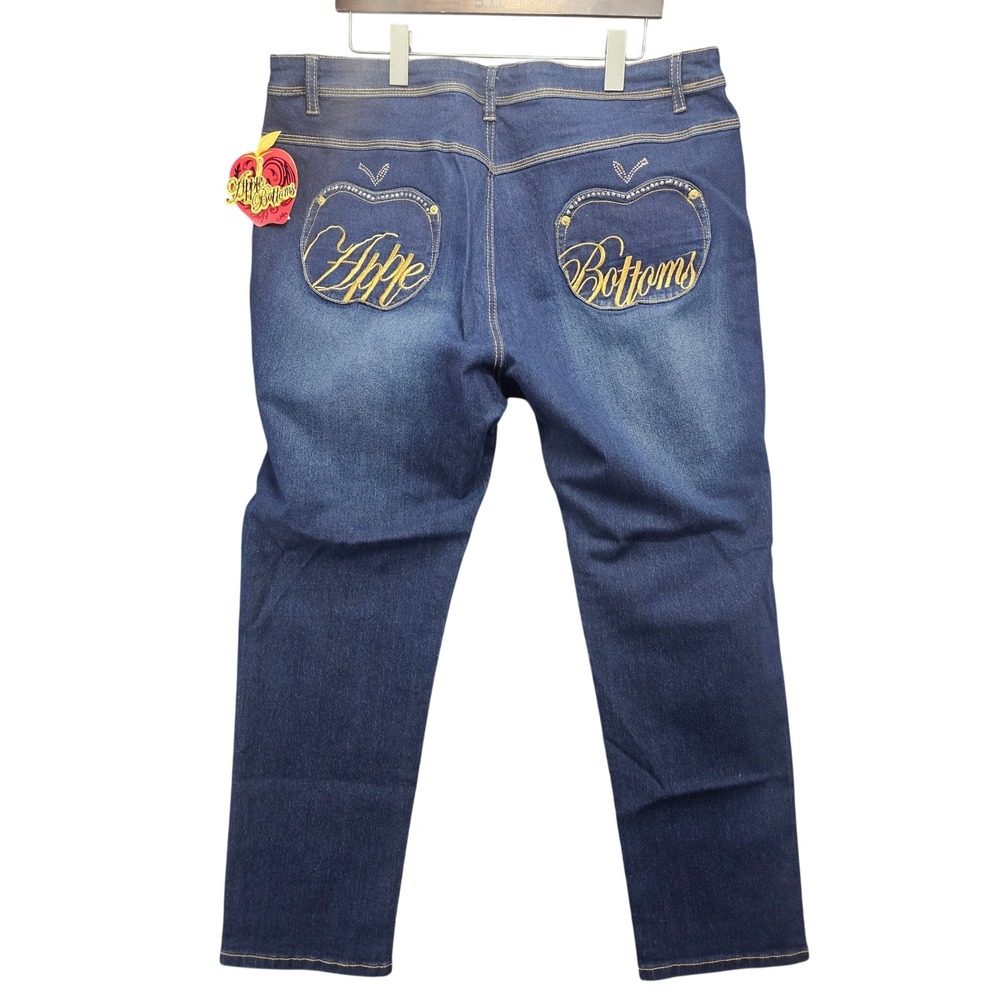 Apple Bottoms Women Dark Wash Embroidered Rhinestone Jeans Size 22 NWT Y2K